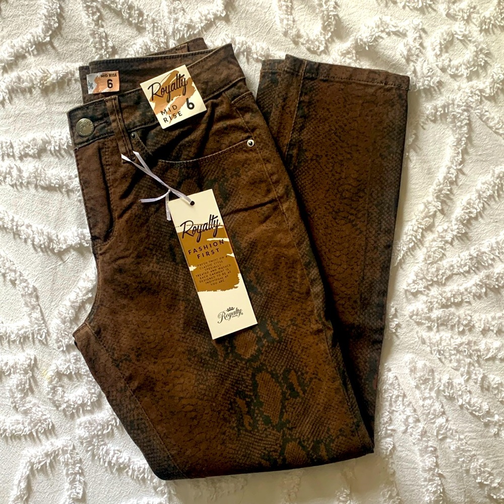 Royalty Chocolate Brown Snake Print jeans